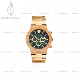 ساعت مچی ورساچه کرونوگراف طلایی صفحه سبز Versace Greca