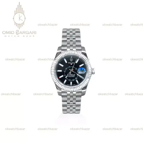 ساعت مچی رولکس اسکای دولر سیلور صفحه مشکی Rolex Dweller