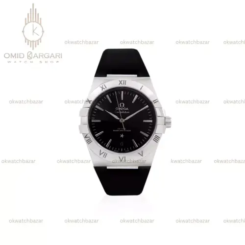 ساعت مچی امگا کانستلیشن بند مشکی صفحه مشکی Omega Constellation