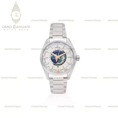 ساعت مچی امگا سیمستر جهان نما سیلور صفحه سفید Omega Seamaster Worldtimer