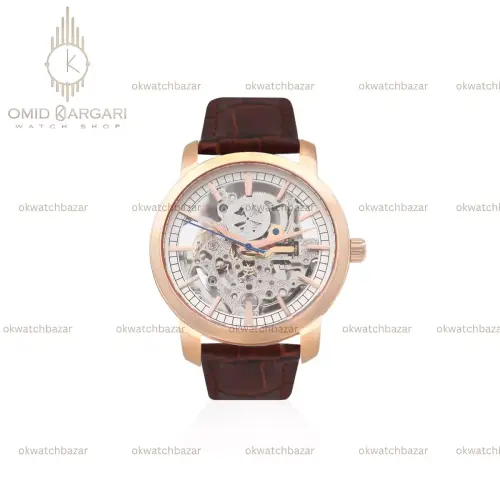 ساعت مچی واشرون کنستانتین صفحه اسکلتون چرمی قهوه ای Vacheron Constantin