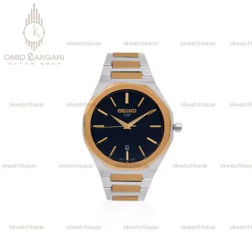 ساعت مچی سیکو سیلورطلایی صفحه مشکی Seiko VIP