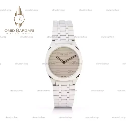 ساعت مچی گوچی بند سیلور صفحه طوسی Gucci