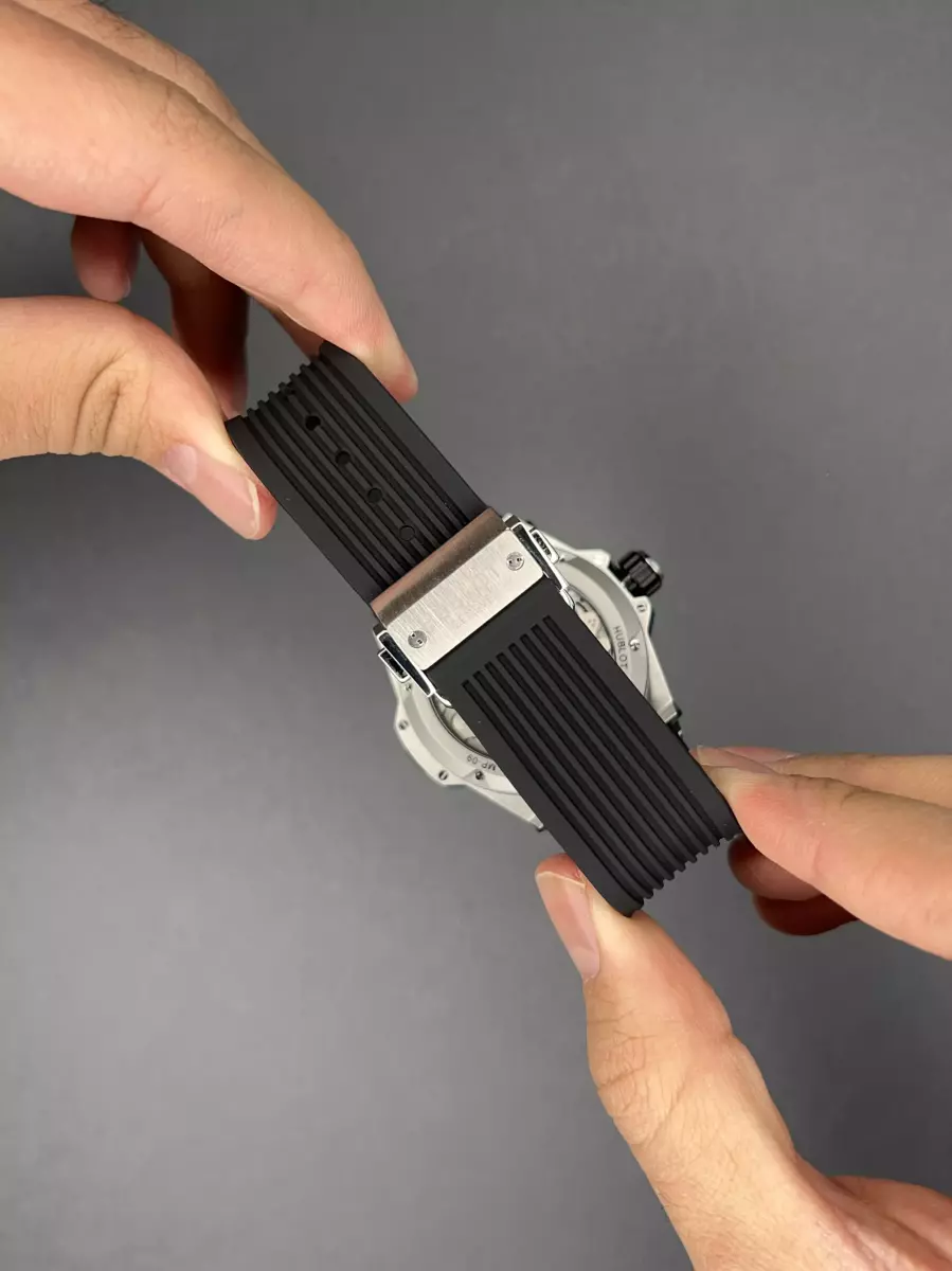 ساعت مچی اوبلو جمجمه‌ای قاب سیلور بند مشکی Hublot MP-09 Tourbillon silver