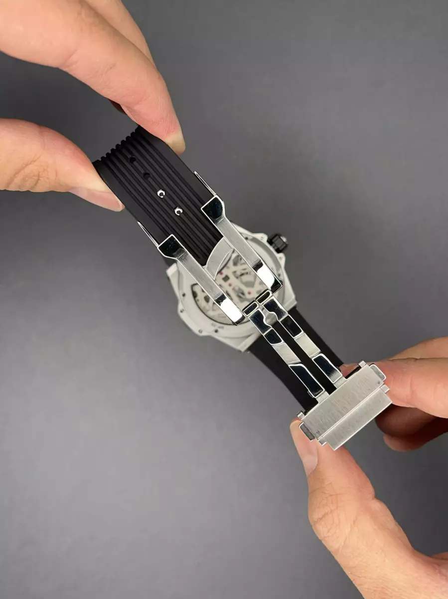 ساعت مچی اوبلو جمجمه‌ای قاب سیلور بند مشکی Hublot MP-09 Tourbillon silver