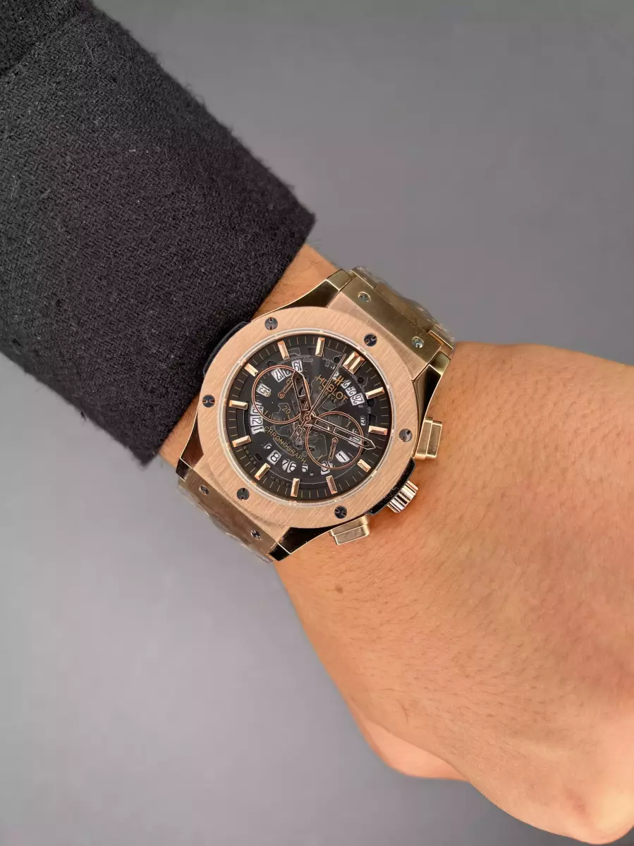 ساعت مچی اوبلو کرنوگراف رزگلد اسکلتون Hublot Chronograph Classic Rose Gold