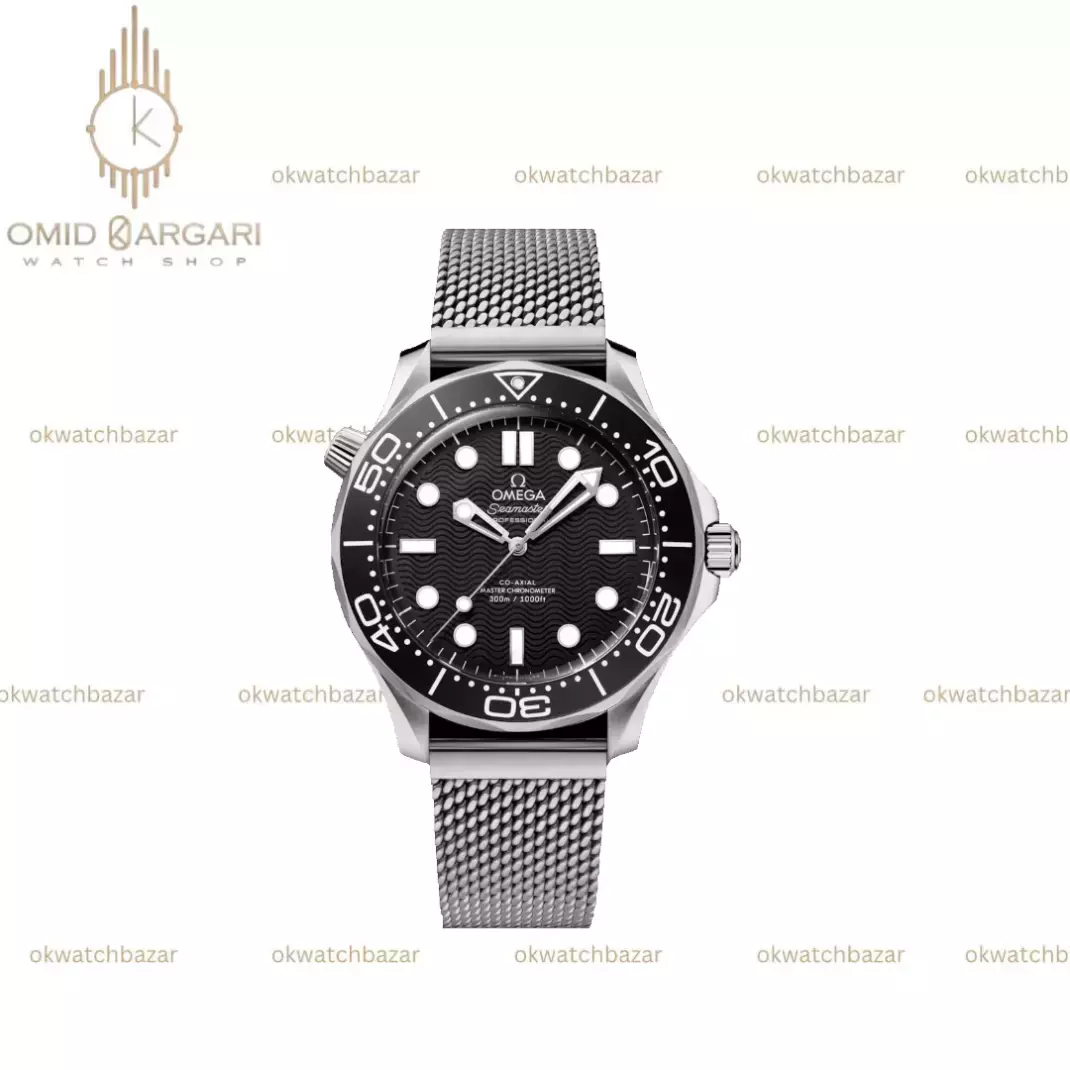 ساعت مچی امگا جیمز باند 007 حصیری صفحه مشکی Omega Seamaster