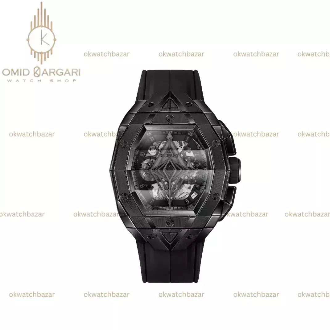 ساعت مچی اوبلو کهکشانی تمام مشکی Hublot Spirit of Big Bang Sang Bleu