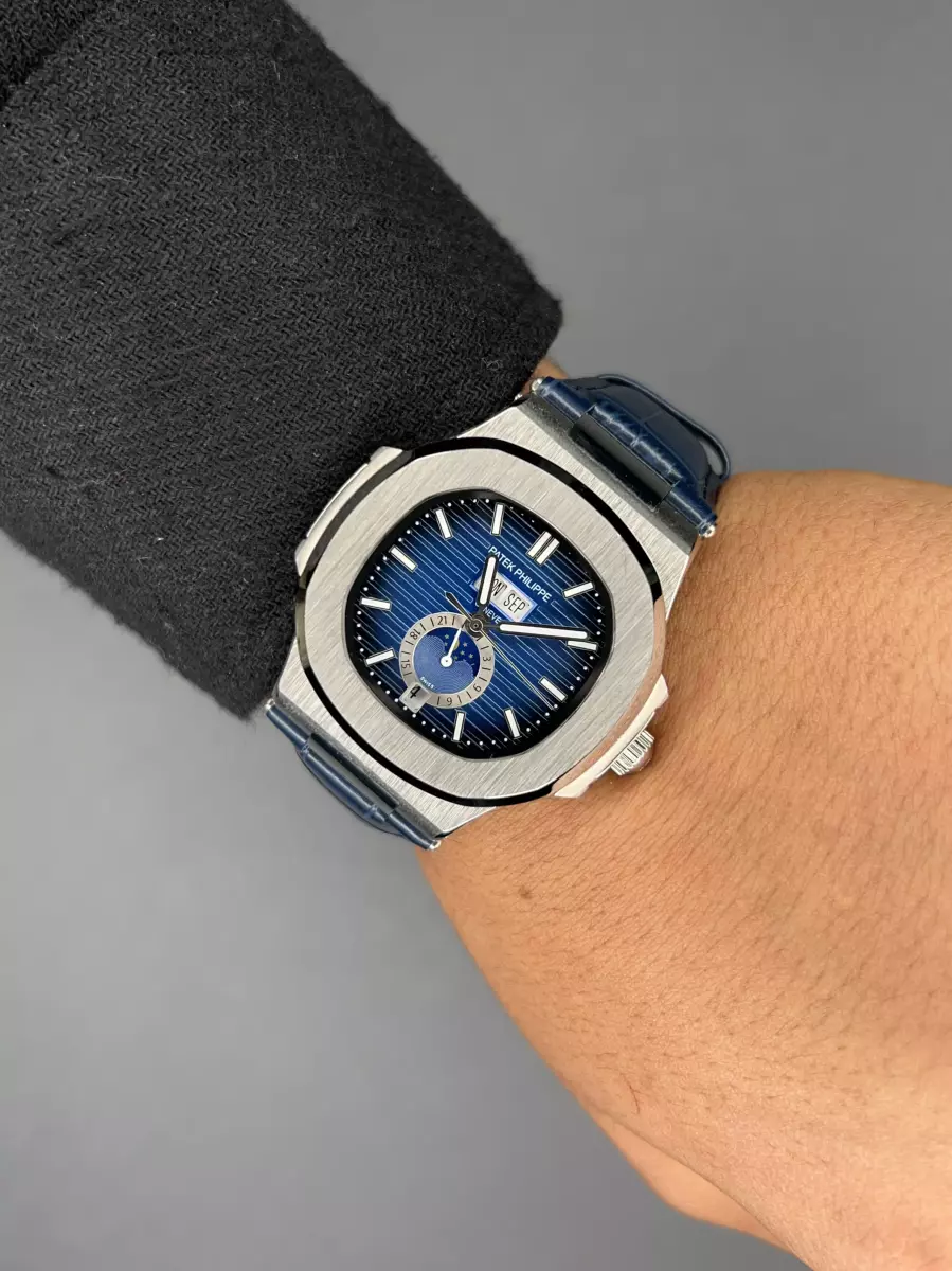 ساعت مچی پتک فیلیپ دو تقویم بند سرمه ای Patek Philippe Two Automatic Calendars