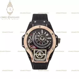 ساعت مچی اوبلو جمجمه‌ای قاب مشکی رزگلد Hublot MP-09 Tourbillon