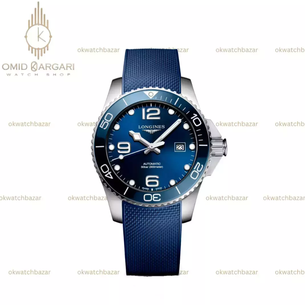 ساعت مچی لونژین اتوماتیک بند رابر آبی Longines