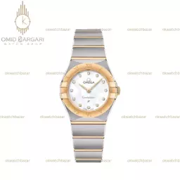 ساعت مچی امگا کانستلیشن صفحه صدف بند سیلورطلایی اندکس نگین Omega Constellation