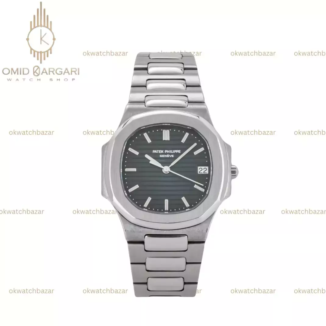 ساعت مچی پتک فیلیپ ناتیلوس صفحه مشکی بند سیلور Patek  Philippe