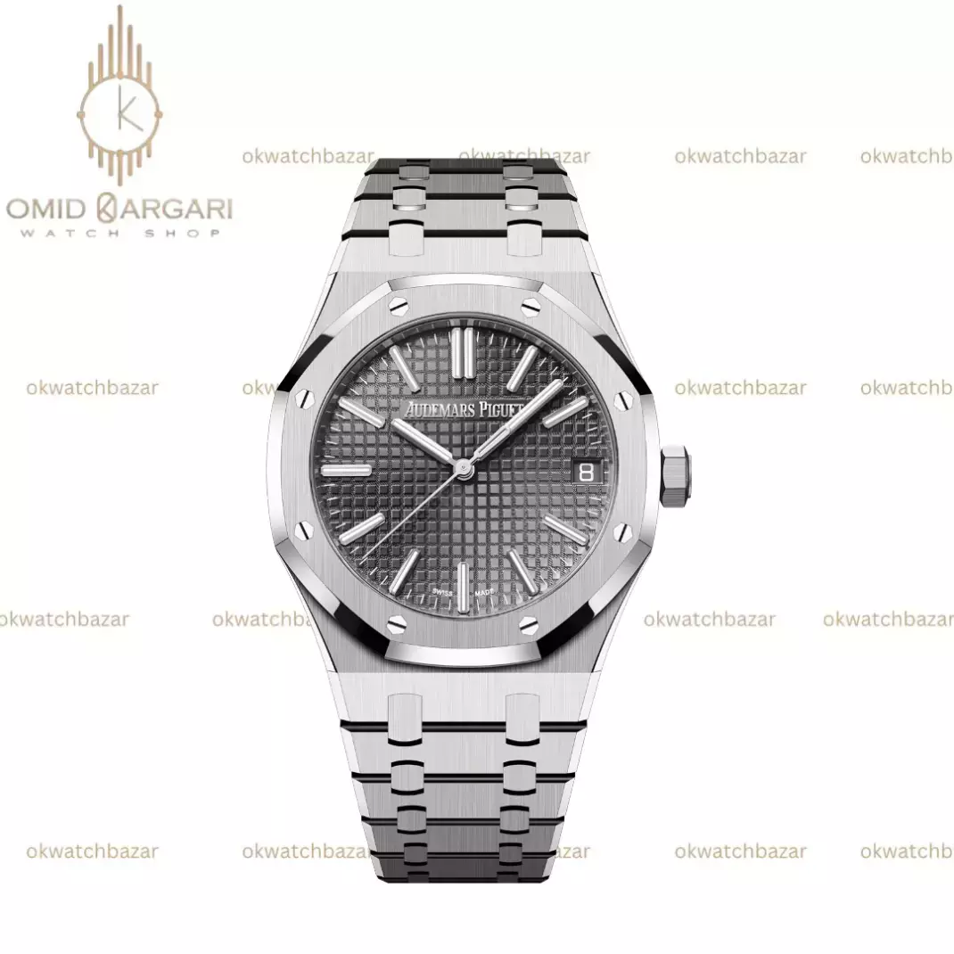 ساعت مچی اودمار پیگه اتوماتیک بند سیلور صفحه طوسی Audemars Piguet