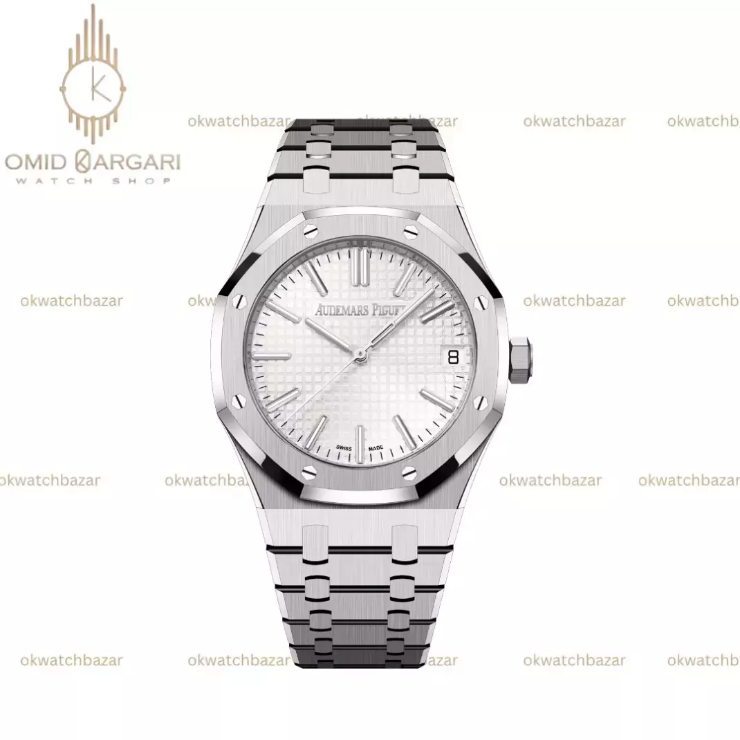 ساعت مچی اودمار پیگه اتوماتیک بند سیلور صفحه سفید Audemars Piguet