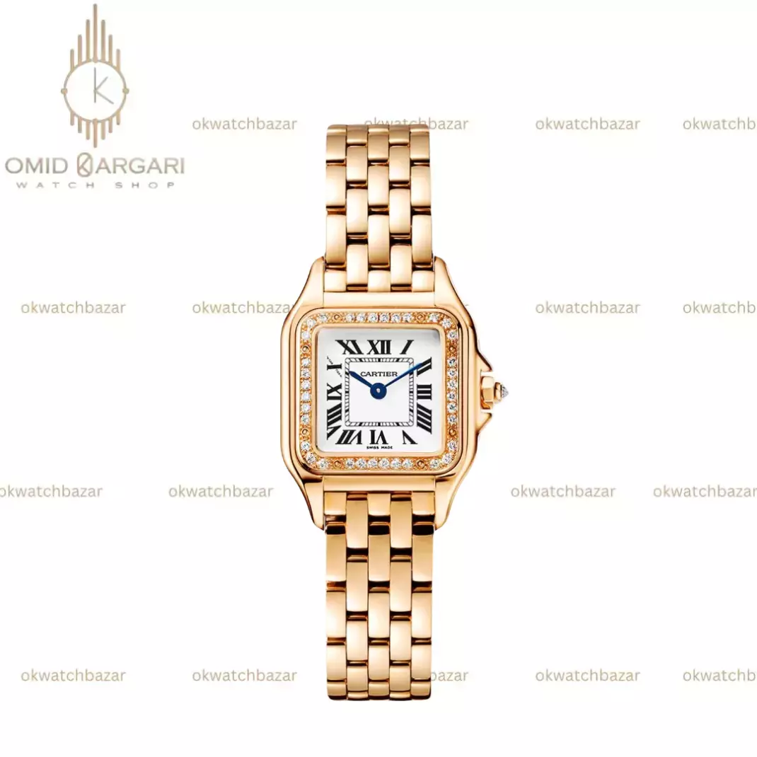 ساعت مچی کارتیه پنتر بند رزگلد دورنگین Cartier Panthere