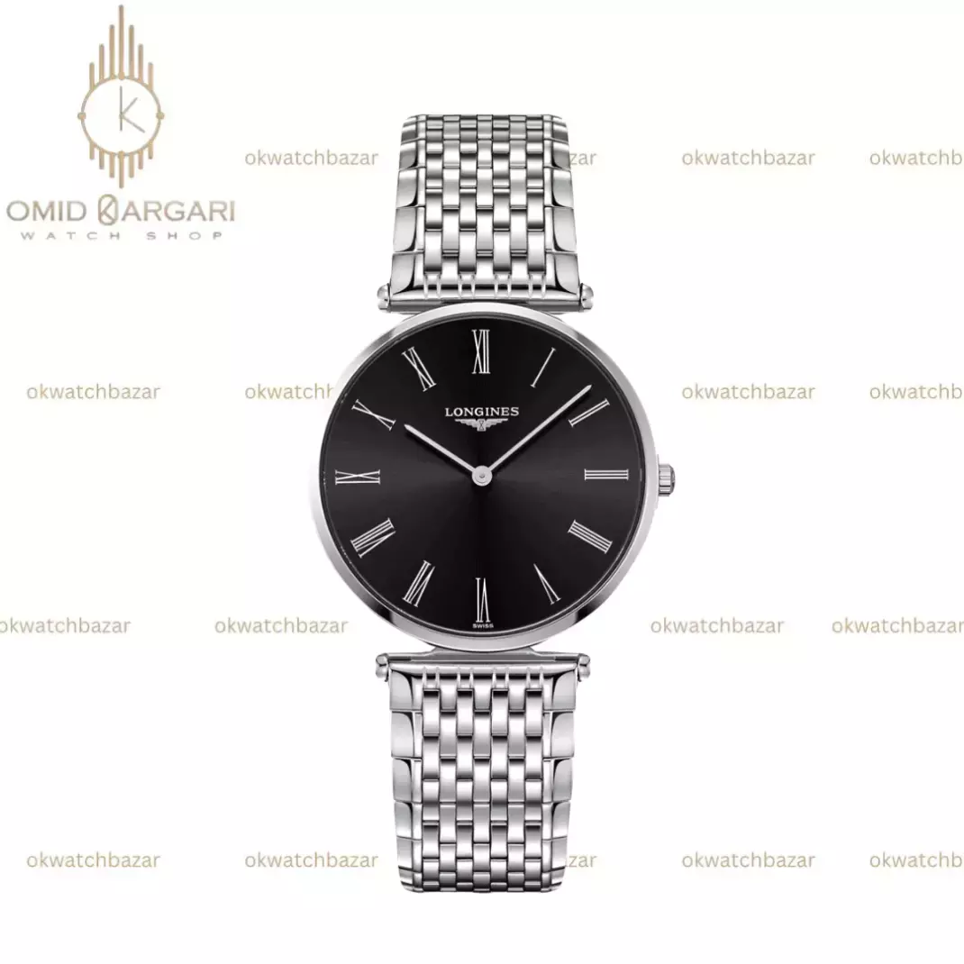 ساعت مچی لونژین بند سیلور صفحه مشکی Longines