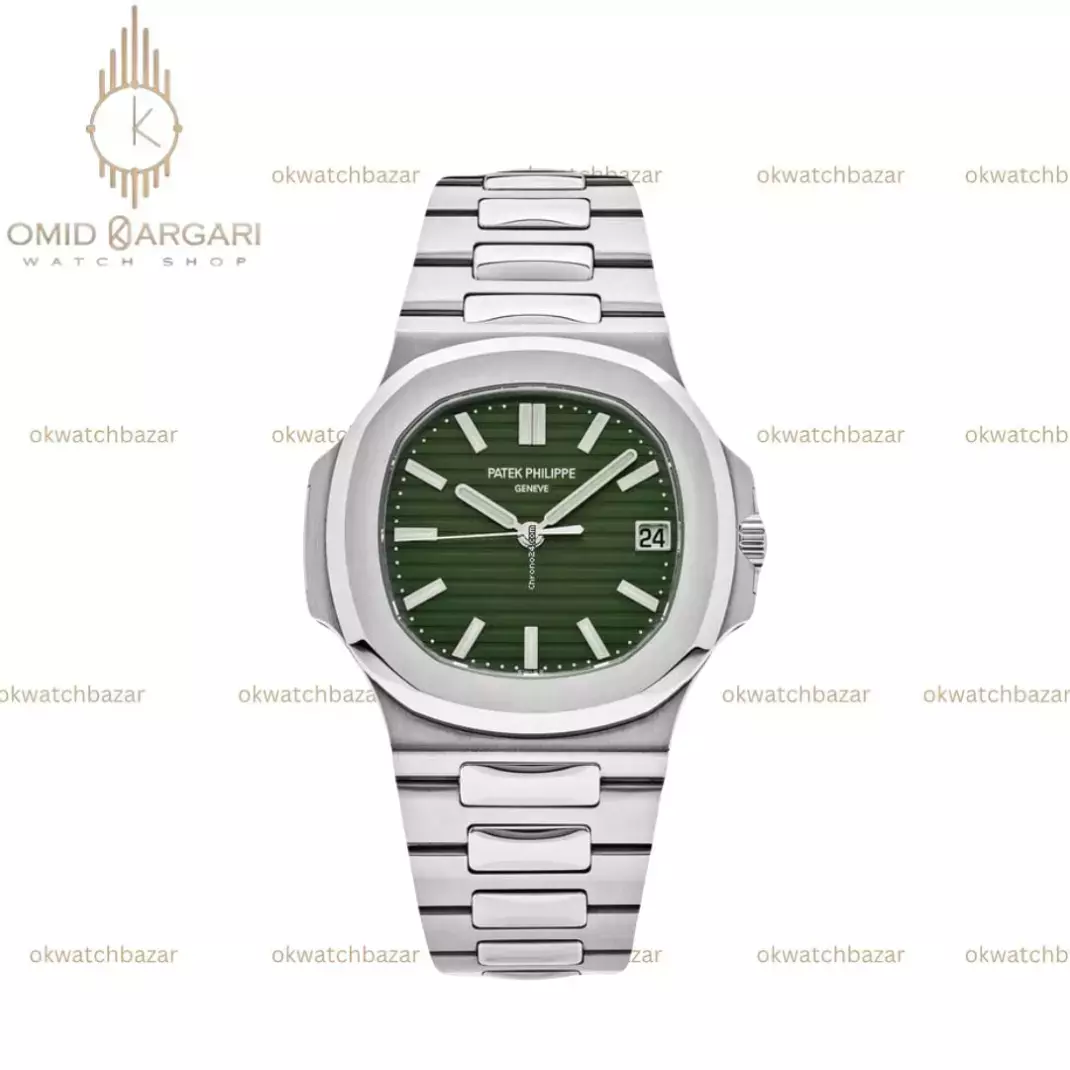 ساعت مچی پتک فیلیپ ناتیلوس سیلور صفحه سبز Patek Philippe Nautilus