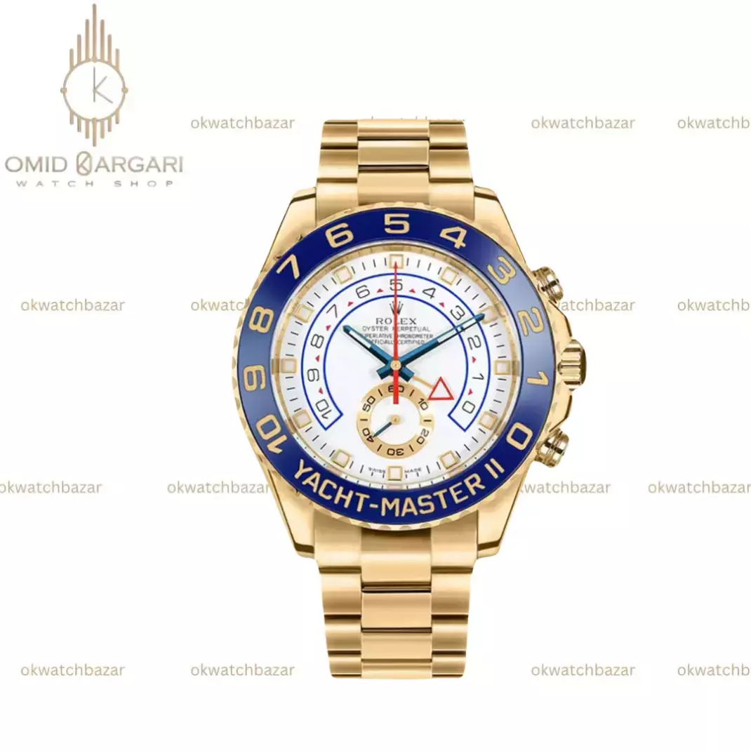 ساعت مچی رولکس یات مستر اتوماتیک بند طلایی صفحه سفید Rolex Yacht master