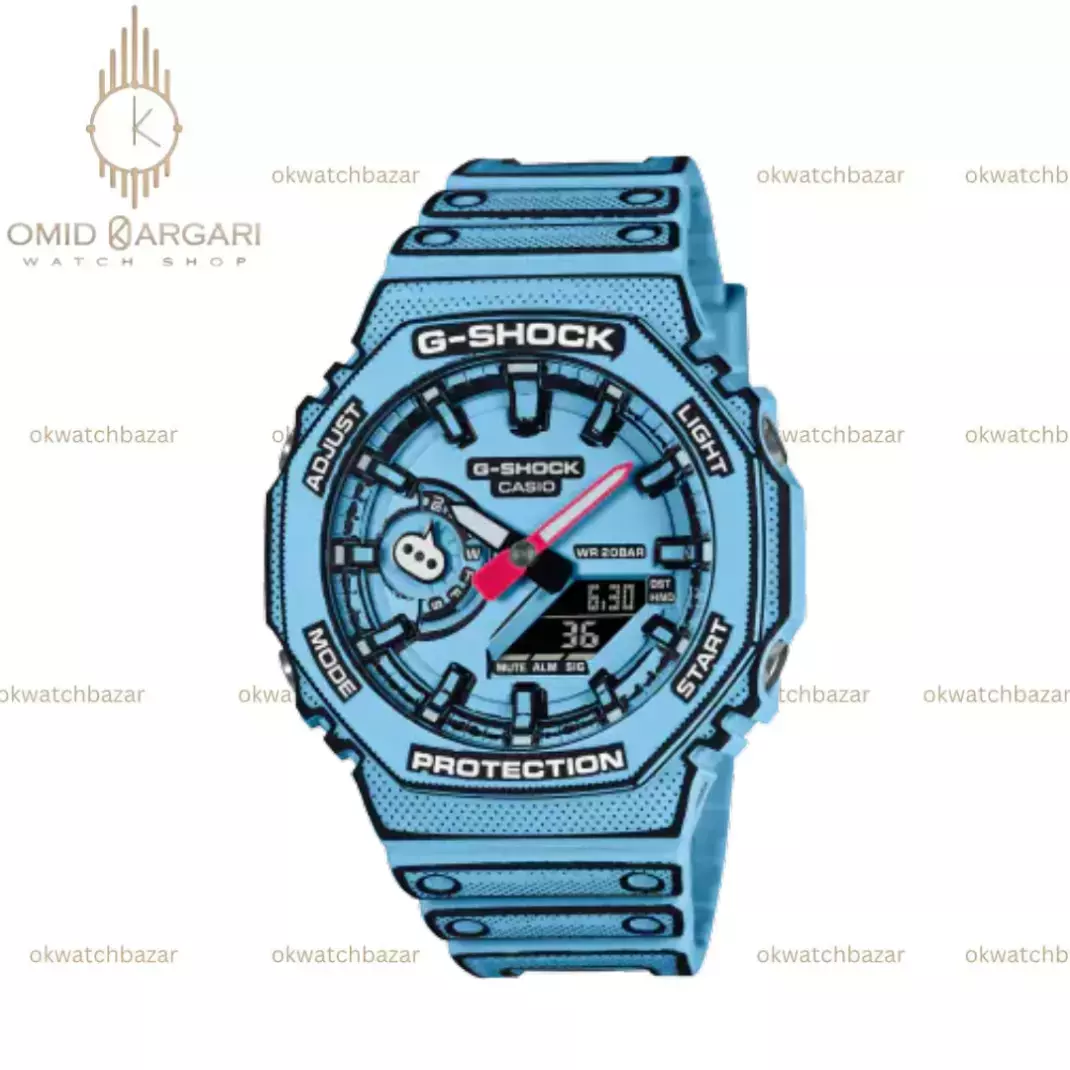 ساعت مچی کاسیو جی-شاک انیمه ای بند آبی Casio G-Shock 2100MNG
