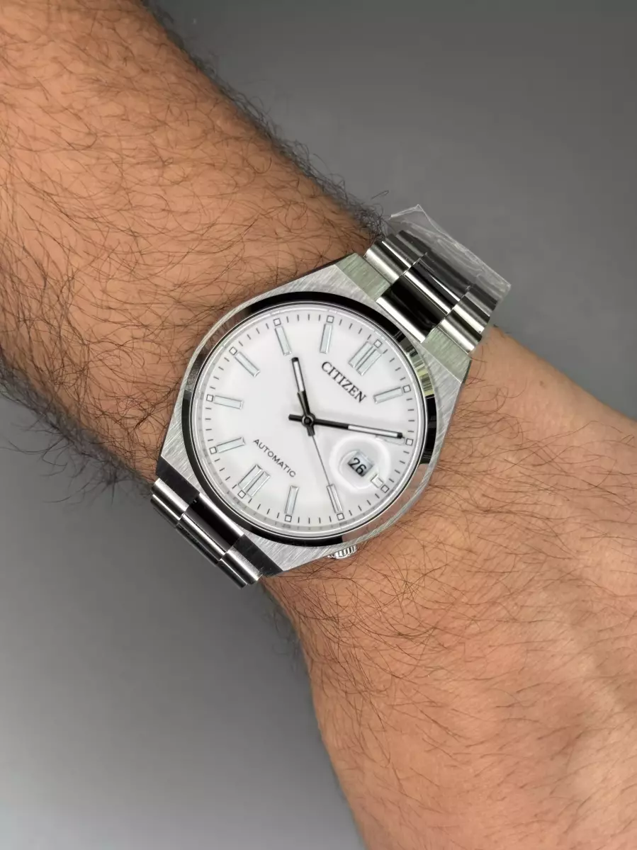 ساعت مچی سیتیزن سویوسا اتوماتیک بند سیلور صفحه سفید Citizen Tsuyosa