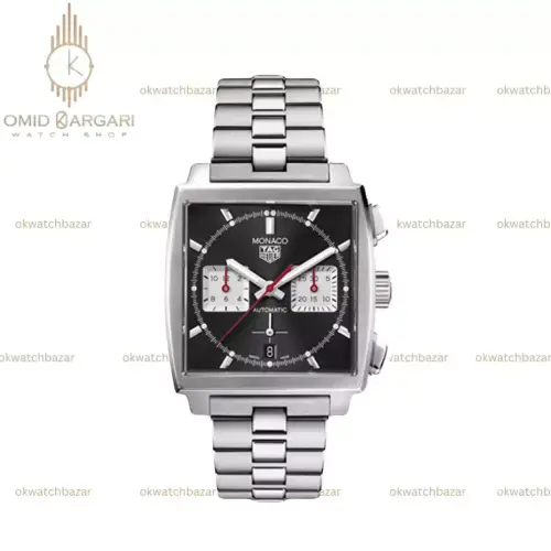 ساعت مچی تگ هویر موناکو بند سیلور صفحه مشکی Tag Heuer Monaco