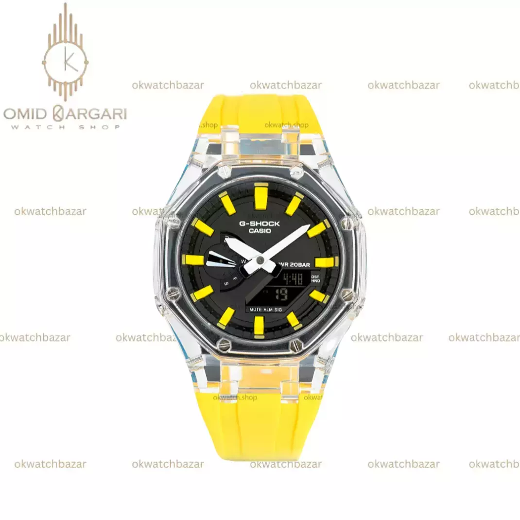 ساعت مچی کاسیو جی-شاک بند زرد Casio G-SHOCK GA-2100