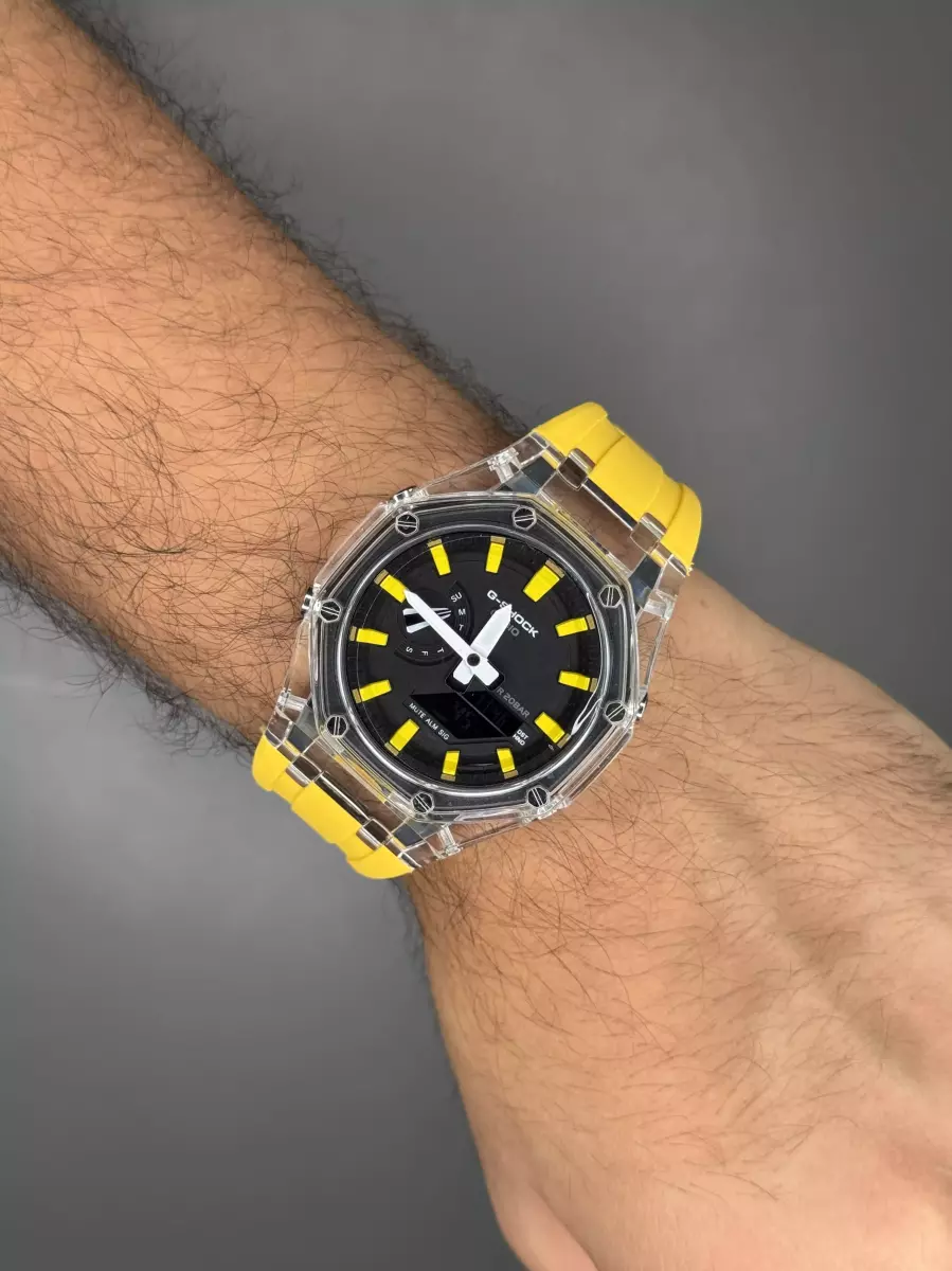 ساعت مچی کاسیو جی-شاک بند زرد Casio G-SHOCK GA-2100