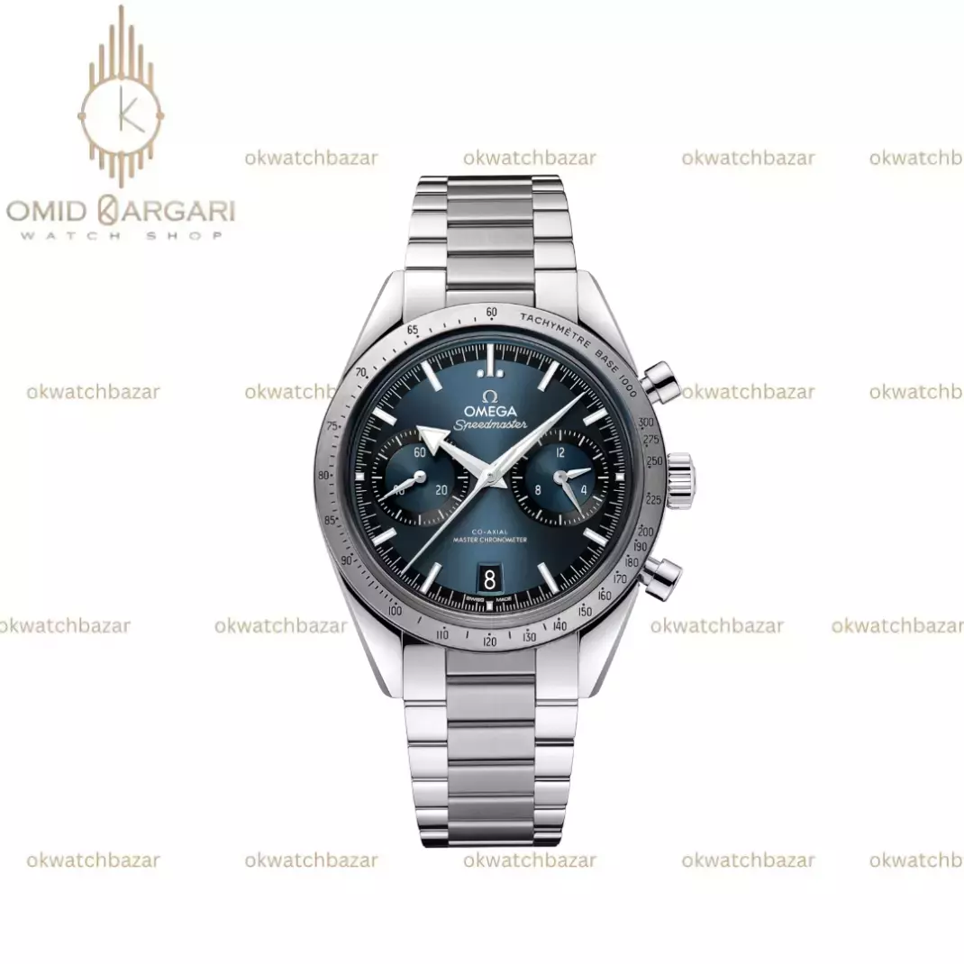 ساعت مچی امگا اسپیدمستر بند سیلور صفحه سرمه ای Omega Speadmaster