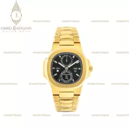 ساعت مچی پتک فیلیپ ناتیلوس بند طلایی صفحه مشکی Patek Philippe Nautilus