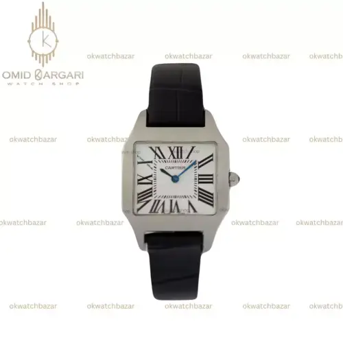 ساعت مچی کارتیه سانتوس دومونت قاب سیلور صفحه سفید Cartier Santos Dumont
