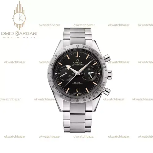 ساعت مچی امگا اسپیدمستر بند سیلور صفحه مشکی Omega Speedmaster
