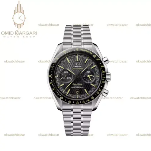 ساعت مچی امگا اسپیدمستر بند سیلور صفحه مشکی Omega Speedmaster SuperRacing