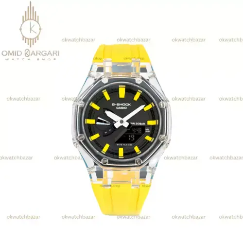 ساعت مچی کاسیو جی-شاک بند زرد Casio G-SHOCK GA-2100