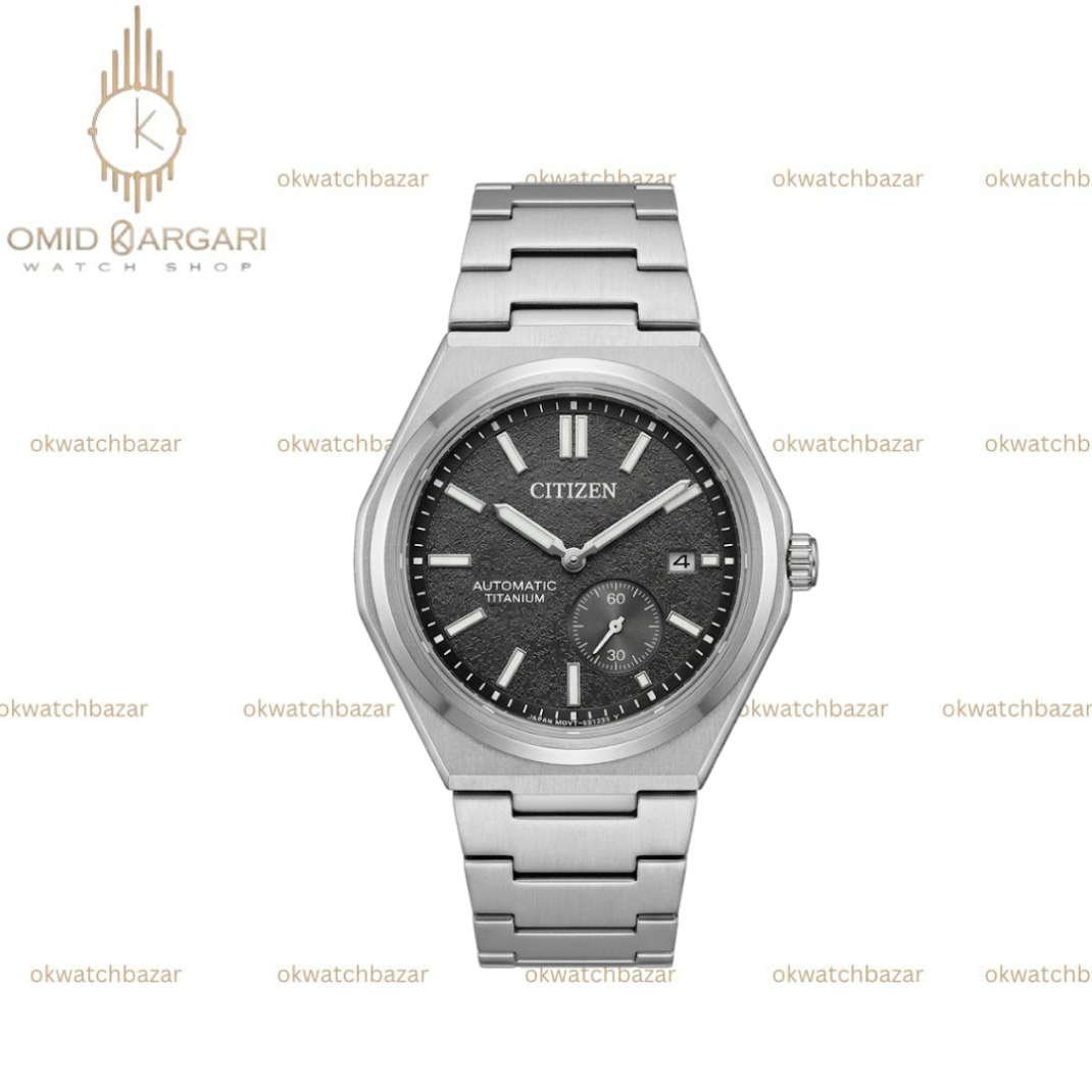 سیتیزن زیرثانیه فلزی صفحه خاکستری تیره citizen automatic titanium