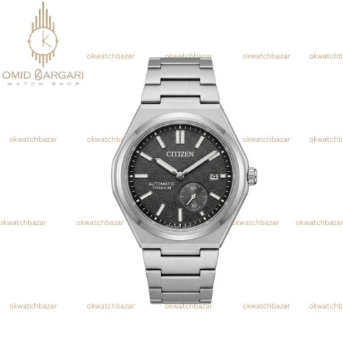 سیتیزن زیرثانیه فلزی صفحه خاکستری تیره citizen automatic titanium