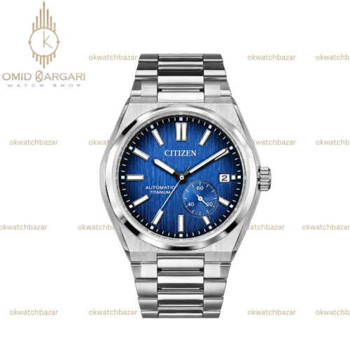 سیتیزن زیرثانیه فلزی صفحه سرمه ای طرحدار citizen automatic titanium