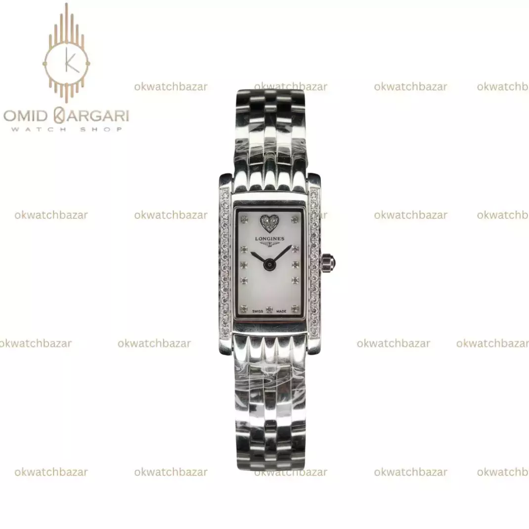 ساعت مچی لونژین قاب دور نگین بند سیلور Longines