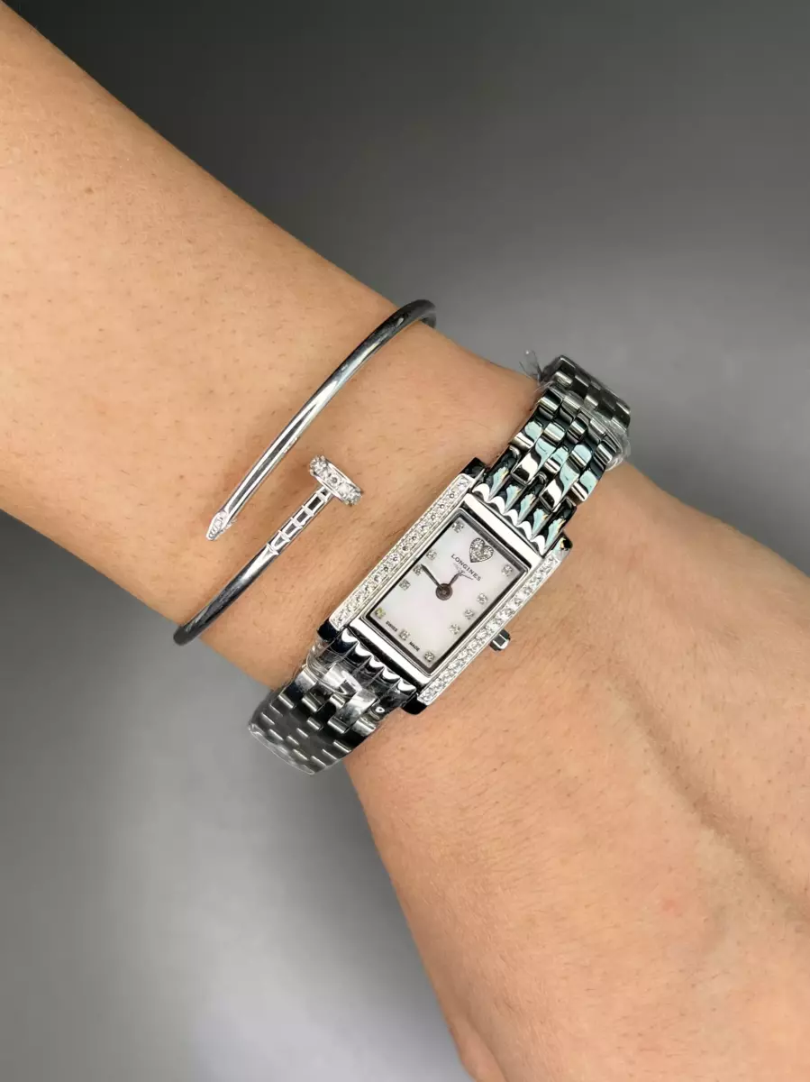 ساعت مچی لونژین قاب دور نگین بند سیلور Longines