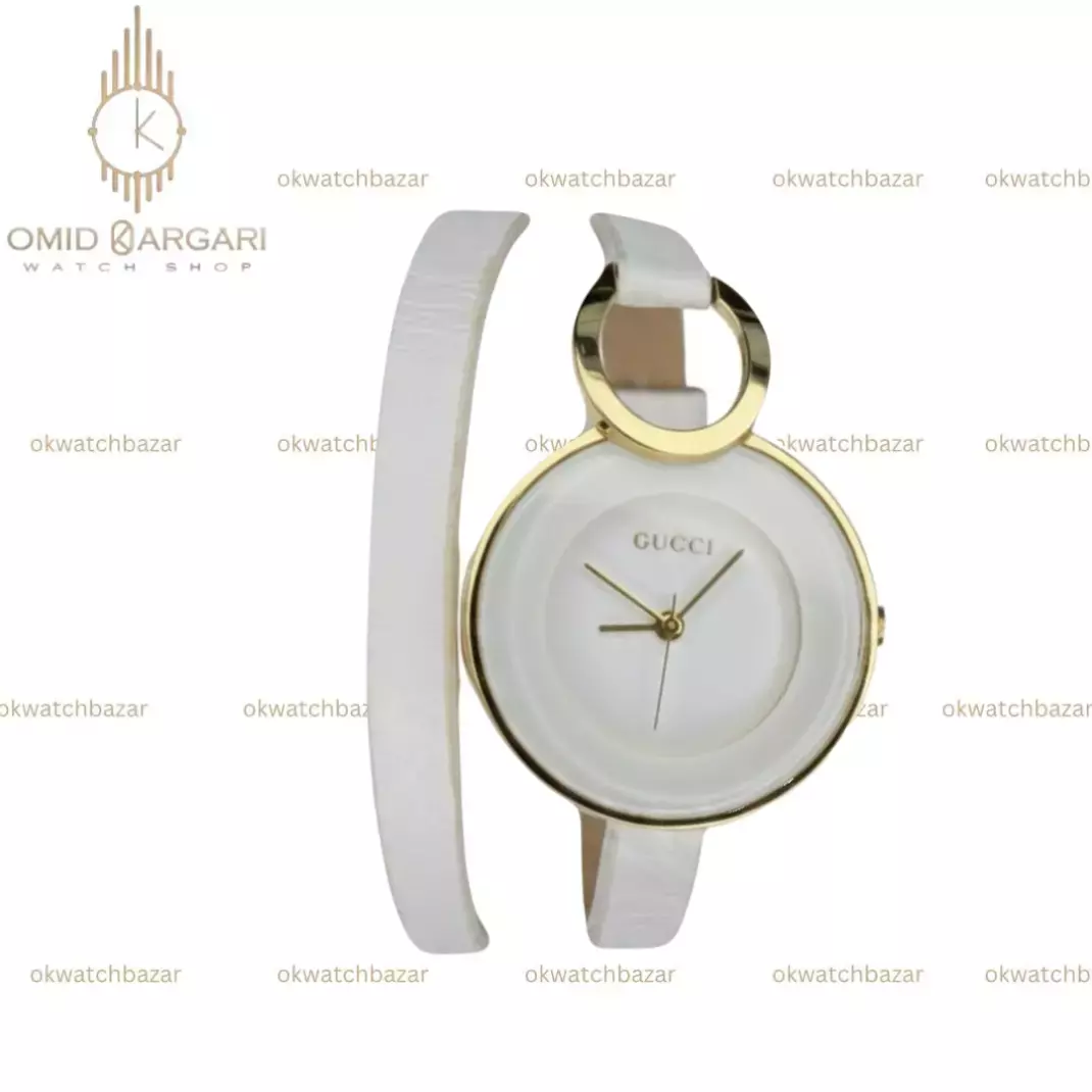 ساعت مچی گوچی بند سفید صفحه سفید Gucci