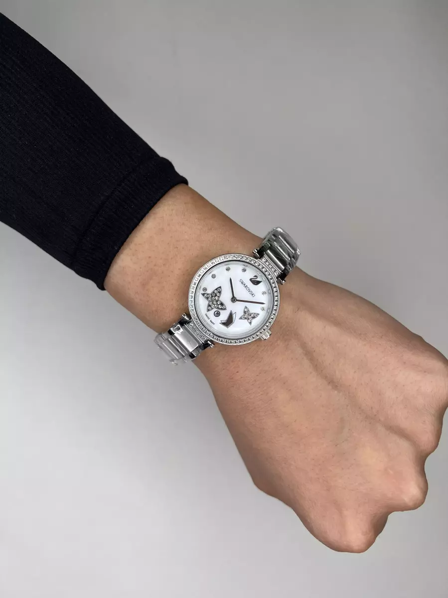ساعت مچی سواروسکی صفحه طرحدار سفید سیلور Swarovski
