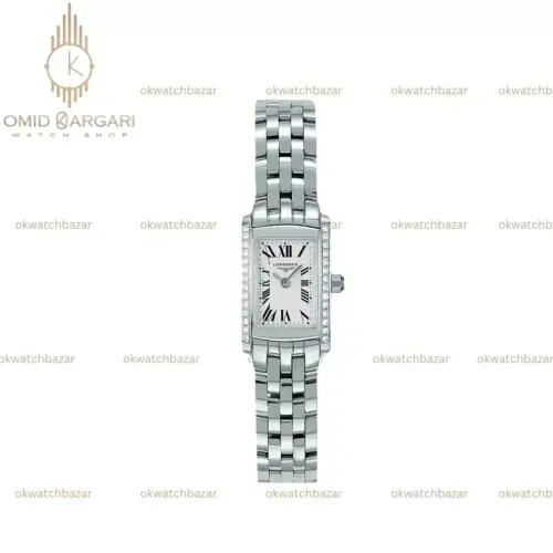 ساعت مچی لونژین بند سیلور قاب نگین دار صفحه سفید Longines