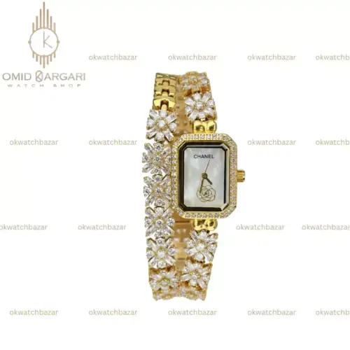 ساعت مچی شنل بند فول نگین صفحه سفید Chanel