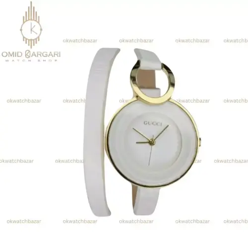 ساعت مچی گوچی بند سفید صفحه سفید Gucci