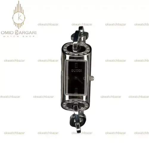 ساعت مچی گوچی بند زنجیری سیلور صفحه مشکی Gucci