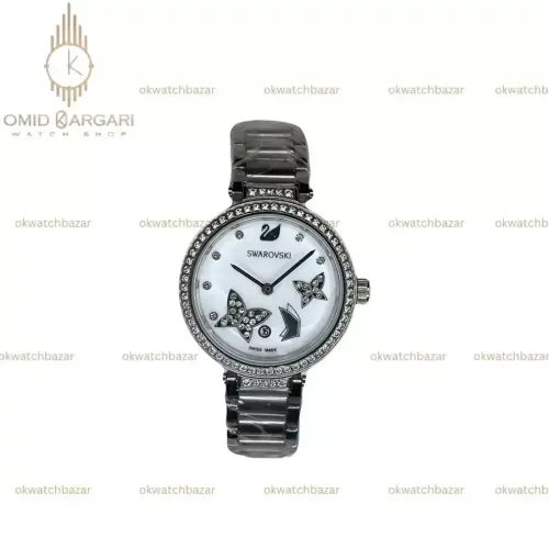 ساعت مچی سواروسکی صفحه طرحدار سفید سیلور Swarovski