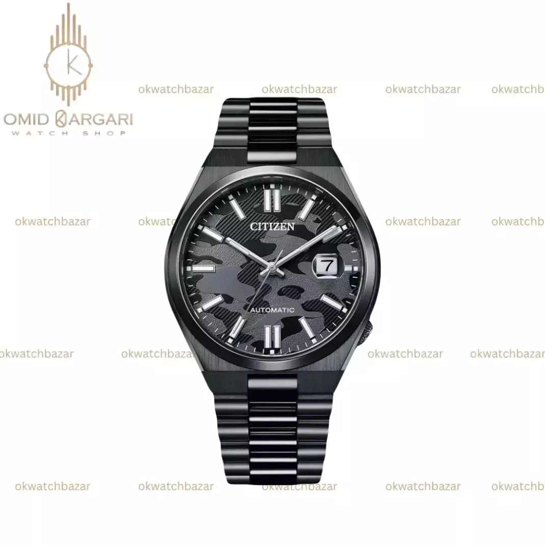 ساعت مچی سیتیزن سویوسا اتوماتیک تمام مشکی طرحدار  Citizen Tsuyosa NJ0155-87E