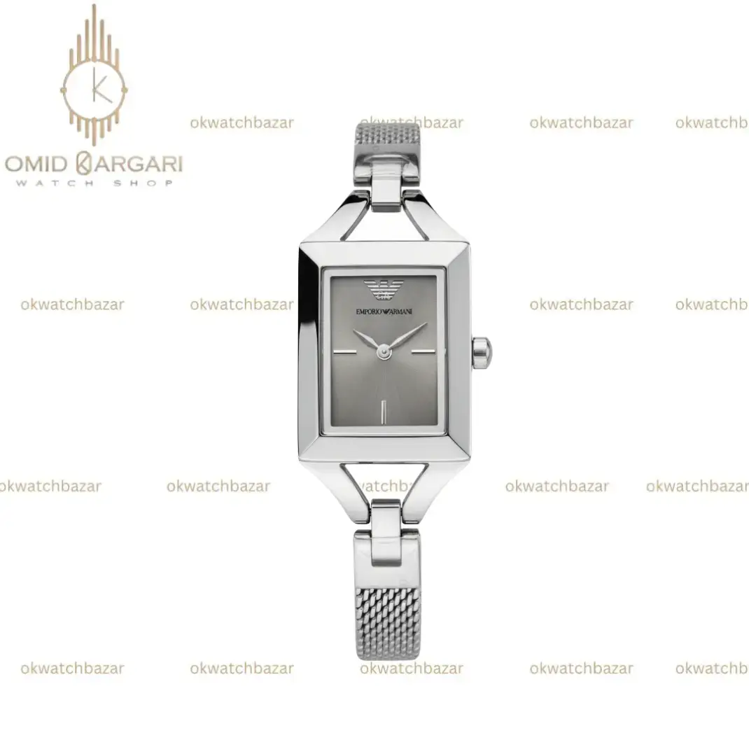 ساعت مچی امپریو آرمانی بند حصیری صفحه طوسی Emporio Armani