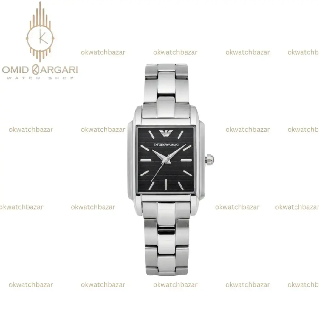 ساعت مچی امپریو آرمانی بند سیلور صفحه مشکی Emporio Armani