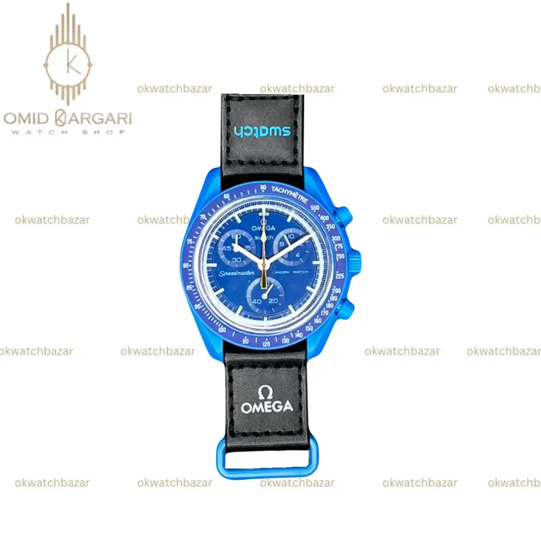 ساعت مچی امگا سواچ ماموریت به نپتون عقربه طلایی Omega x Swatch Mision to the Neptune